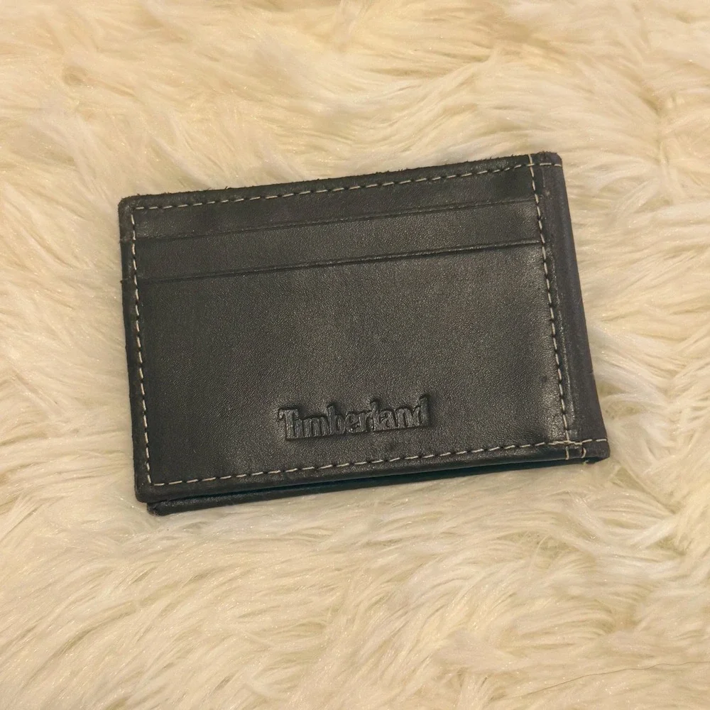 Mens Timberland Dark Brown Leather Bifold Wallet Money Clip One Size Vibe